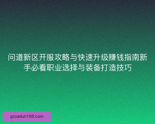 问道新区开服攻略与快速升级赚钱指南新手必看职业选择与装备打造技巧