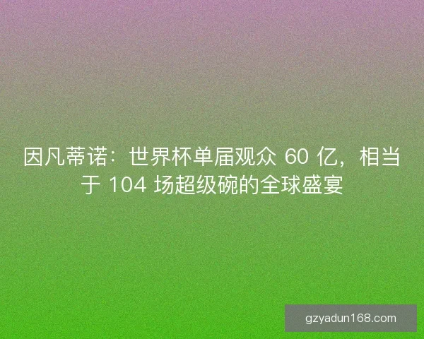 因凡蒂诺：世界杯单届观众 60 亿，相当于 104 场超级碗的全球盛宴
